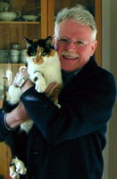 Burkhard Treude mit Katze Lucky, die leider im August 2006 gestorben ist
